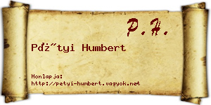 Pétyi Humbert névjegykártya